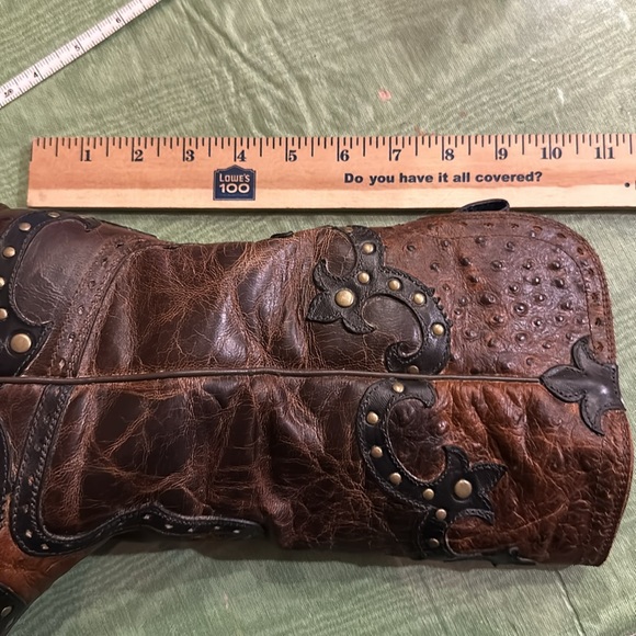 ARIAT ROGUE SKIPPY Brown Western Ostrich Cowboy Snip Toe Boot Size 9M Leather - Picture 7 of 15